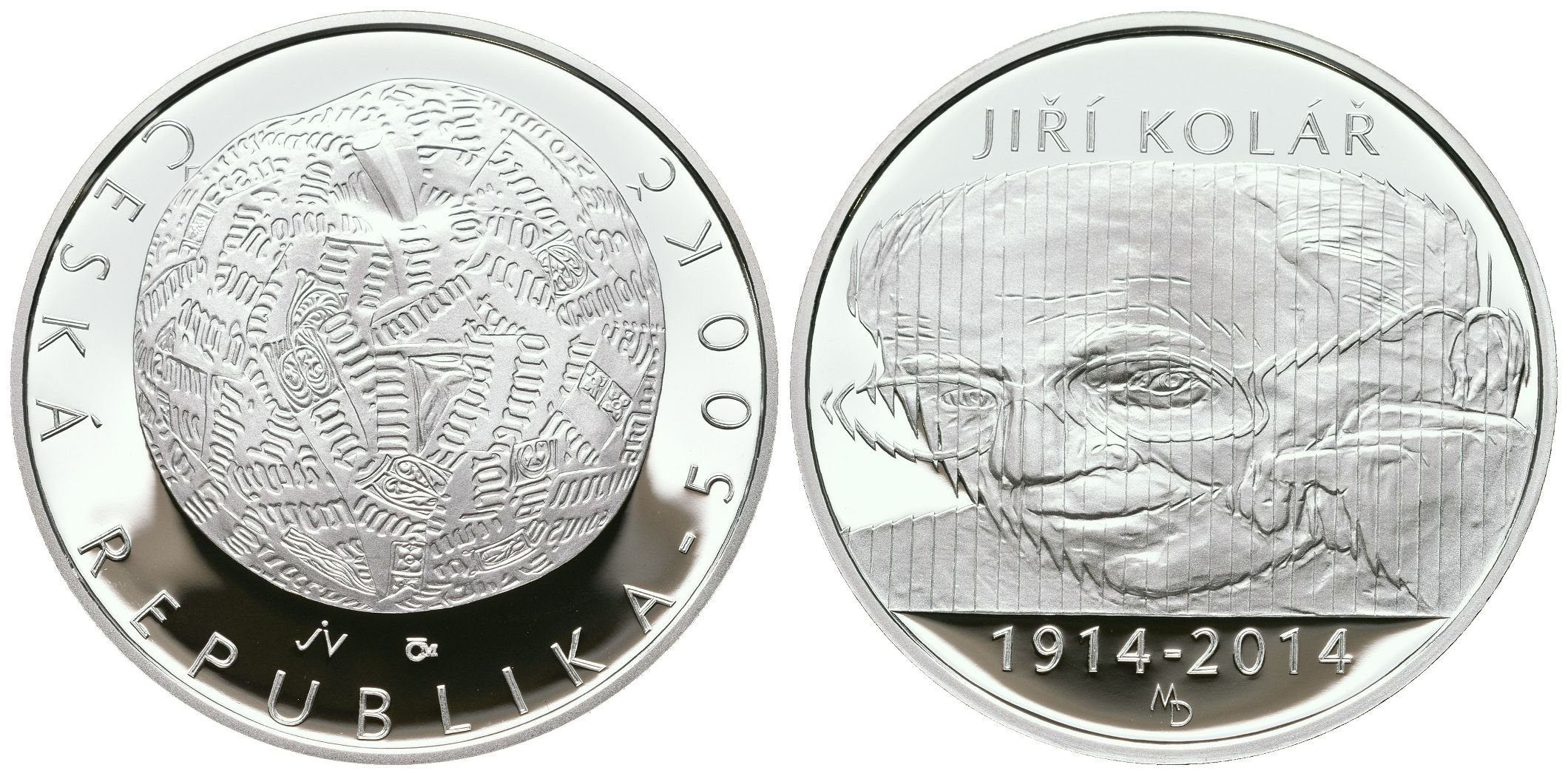 500 Kč 2014 - Jiří Kolář - PROOF bez certifikátu
