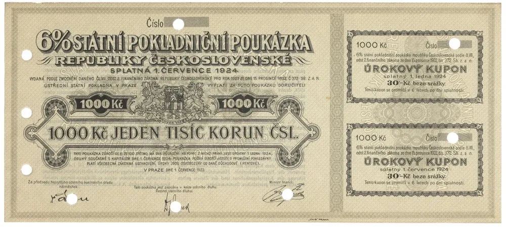 Státní pokladniční poukázky, 1919 - 1939 — 1