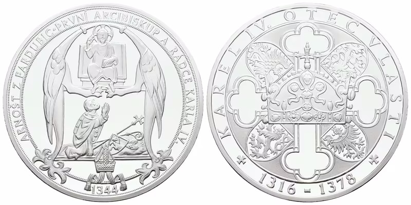 Stříbrná investiční medaile - Arnošt z Pardubic - Ag 24,5 g - 999/1000 + Certifikát