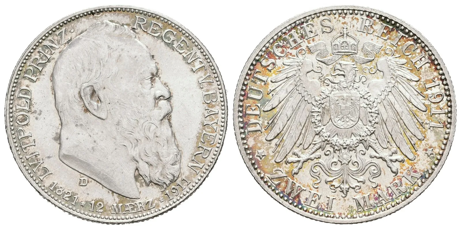 2 Marka 1911 D - 90. narozeniny a 25. výročí vlády, J.48, — 1