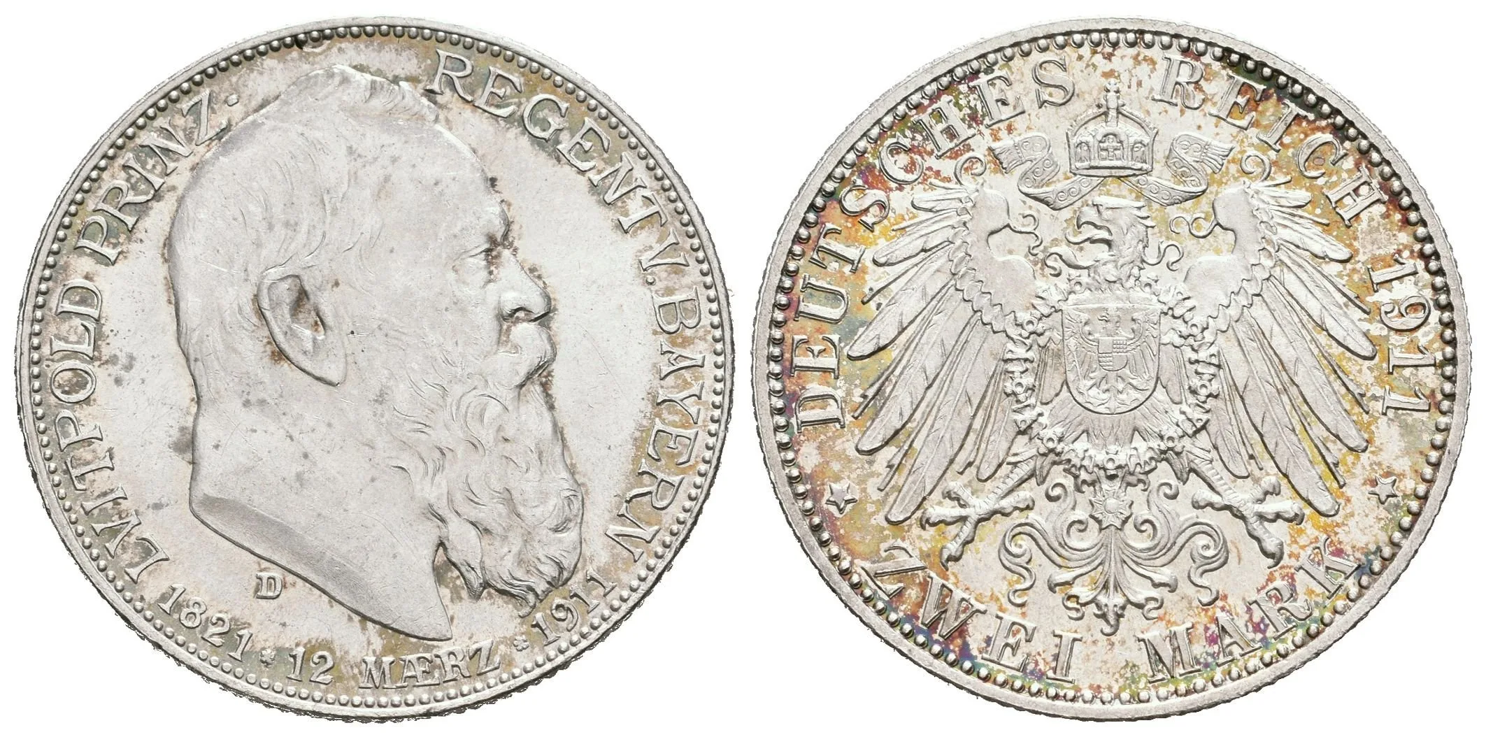 2 Marka 1911 D - 90. narozeniny a 25. výročí vlády, J.48, — 1