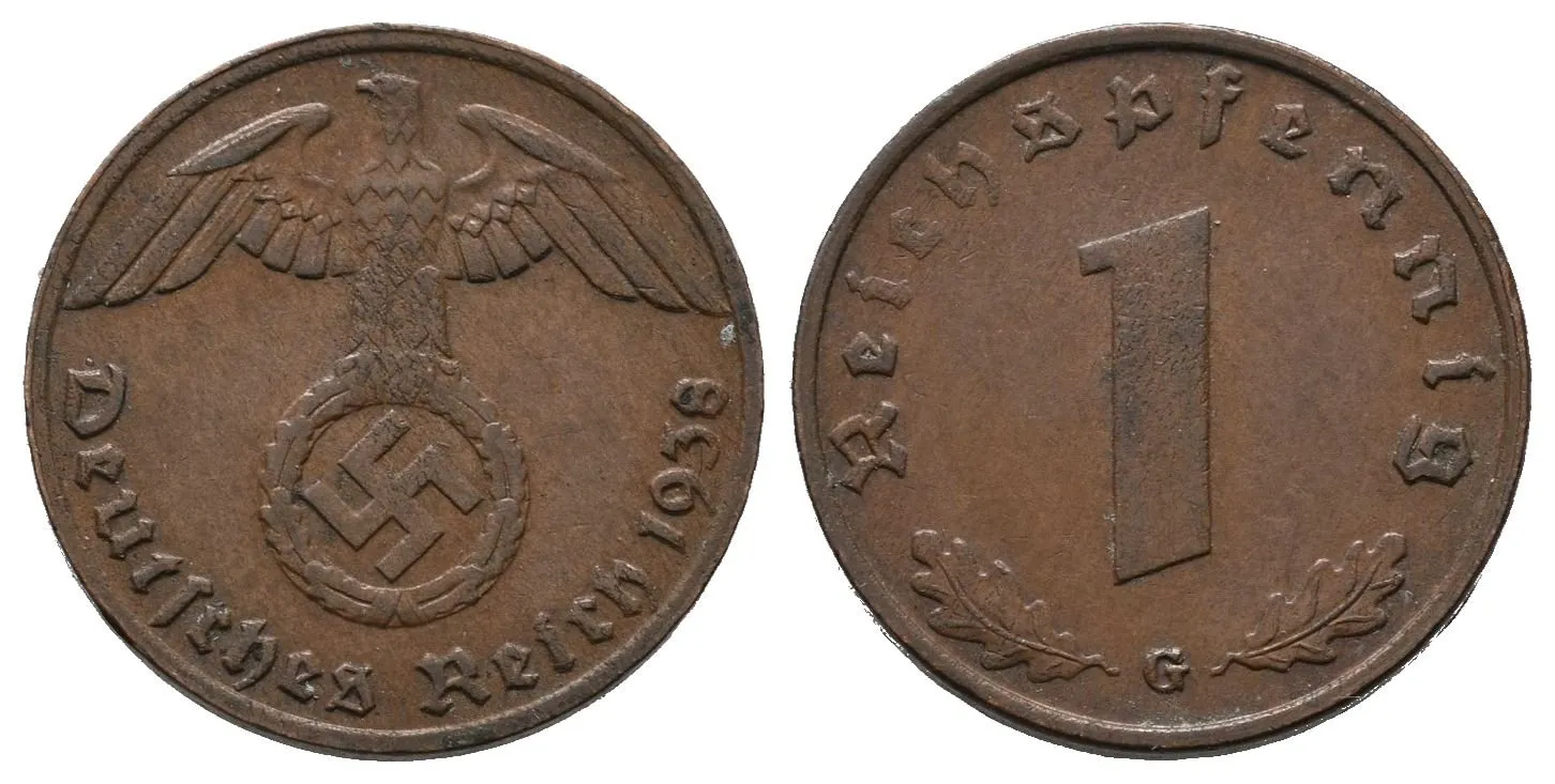 III. říše, 1 Pfennig 1938 G