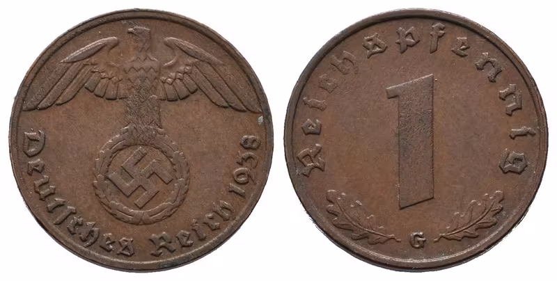 III. říše, 1 Pfennig 1938 G