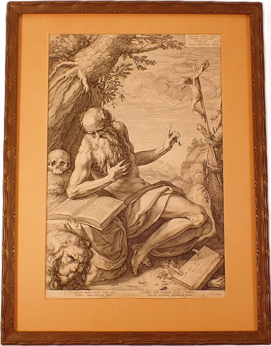 Hendrick Goltzius: Hendrick Goltzius (1558 - 1617) - Svatý Jeroným na poušti