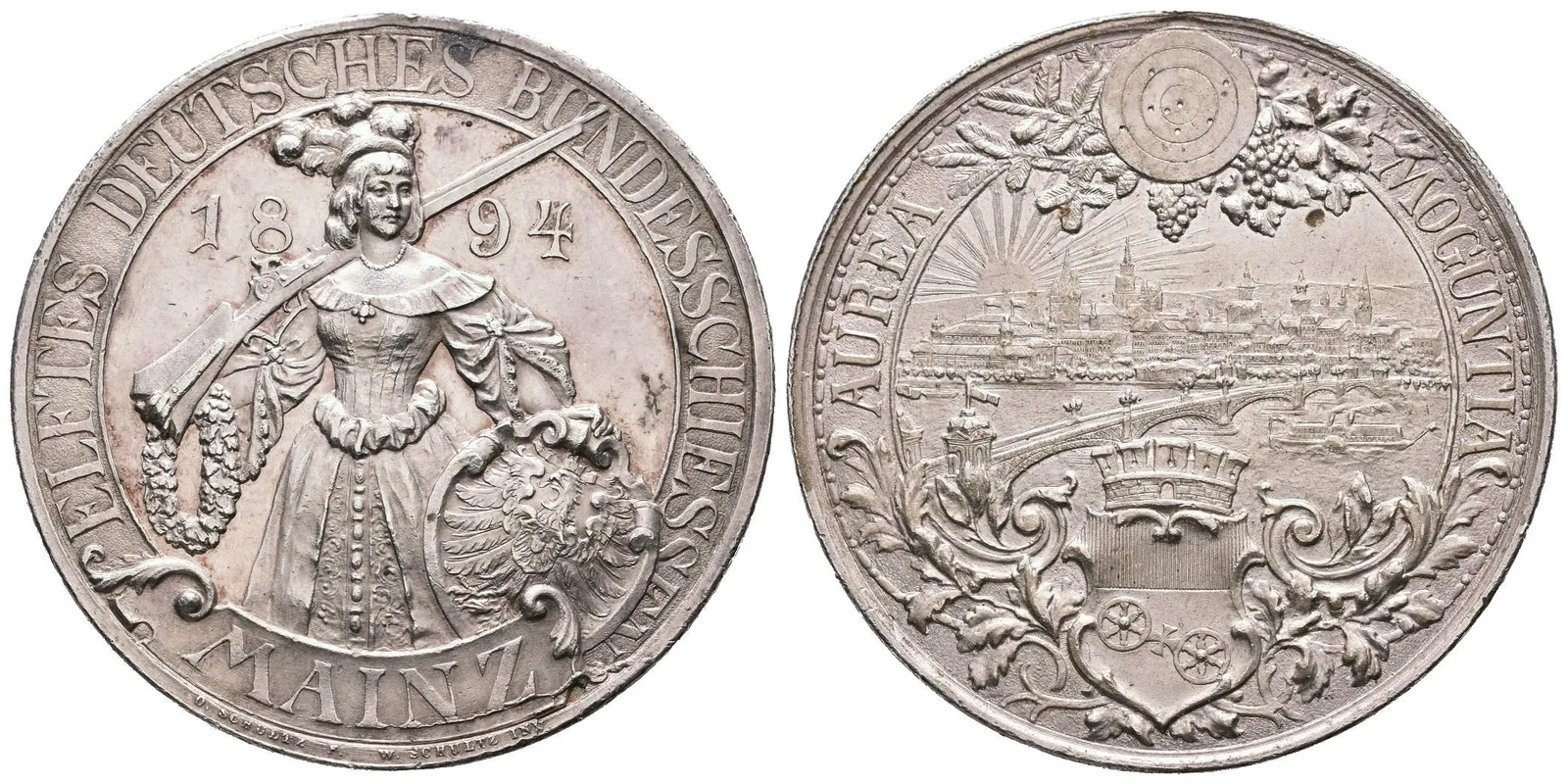 AR Medaile 1894 (Schultz) - 11. Spolkové německé spolkové střelby v Mainz (Mohuč). — 1