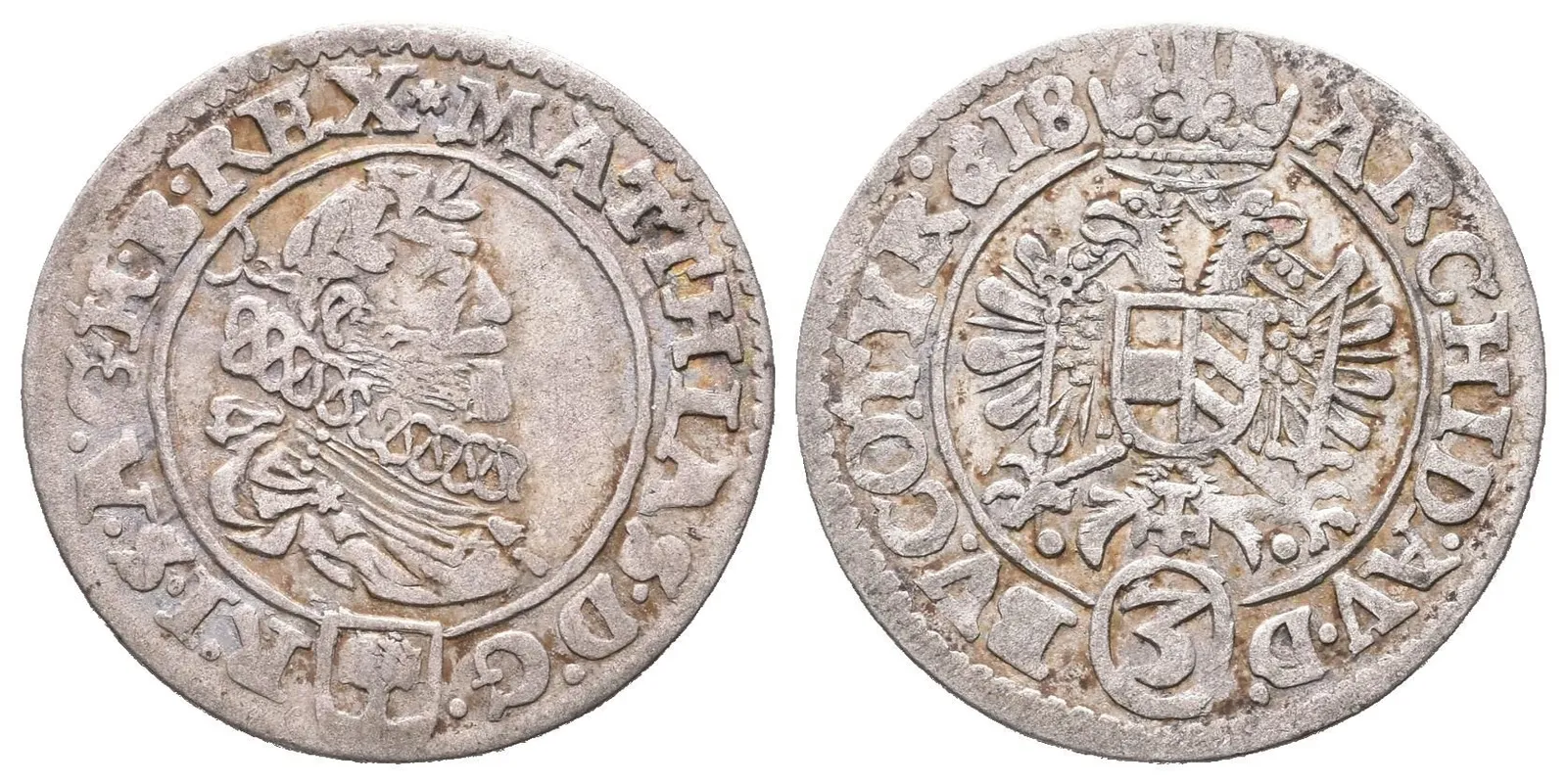 3 Krejcar 1618, Vídeň-Jesensky, pěkná zachovalost, patina, drobné rysky — 1
