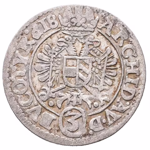 3 Krejcar 1618, Vídeň-Jesensky, pěkná zachovalost, patina, drobné rysky