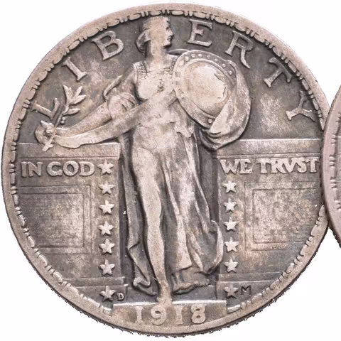 1/4 Dollar 1918 S, 1918 D, KM.145, patina, rysky_2 ks