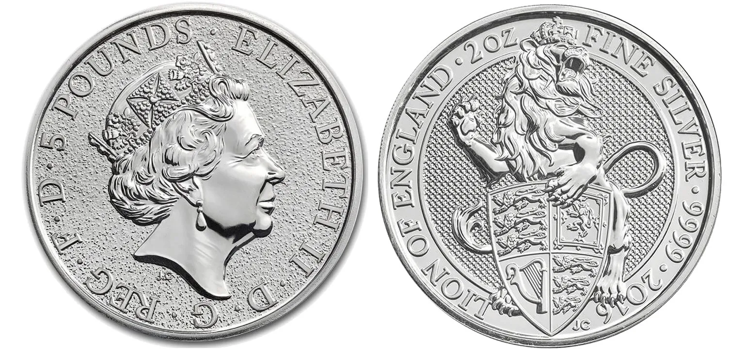 Velká Británie, 5 Pounds 2016 - Lion of England