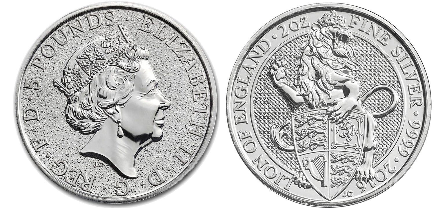 Velká Británie, 5 Pounds 2016 - Lion of England