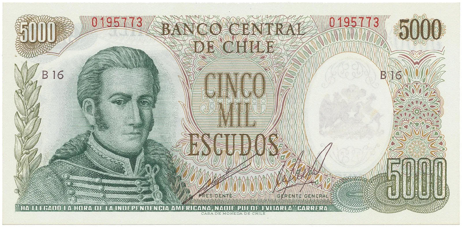 Chile, 10 Pesos (1967~1976), P.147b