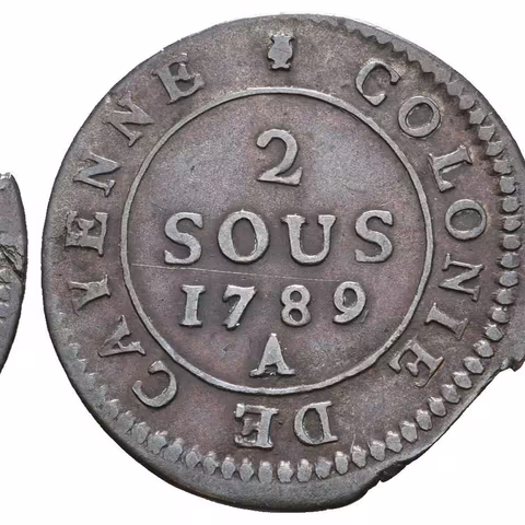 2 Sous 1789 A, Paříž, KM.1, patina, vada střížku na hraně