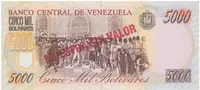 Venezuela, 5000 Bolivares 1997, anulát - MUESTRA SIN VALOR, P.78as - fotografie 2