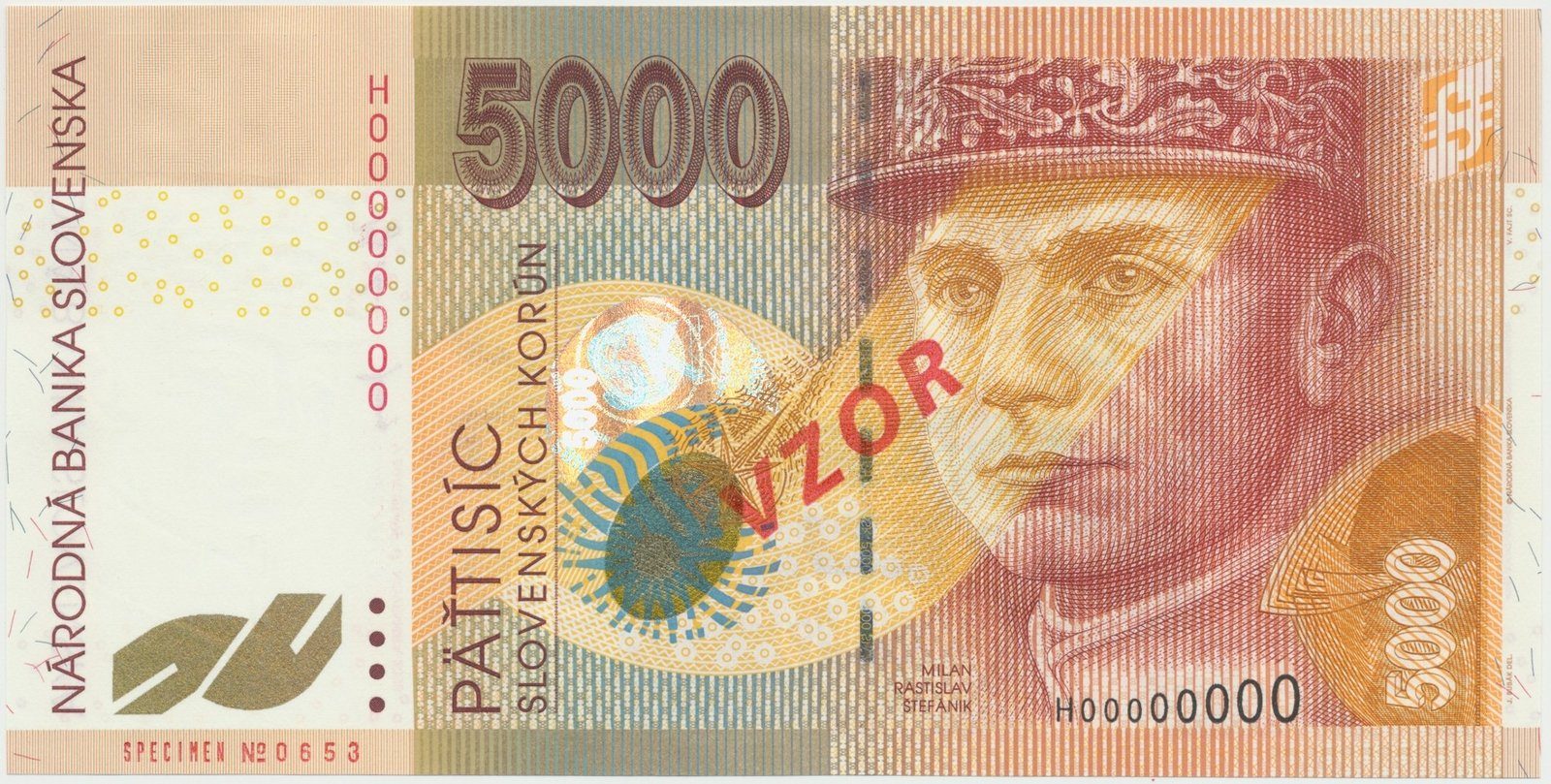 5000 Koruna / 17. 11. 2003, H 00000000, bankovní vzor, Hej.SK41V1
