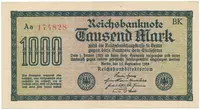 Německo, 1000 Mark 1922, vod. Mäander, červené 6-místné číslo, Ro.75g