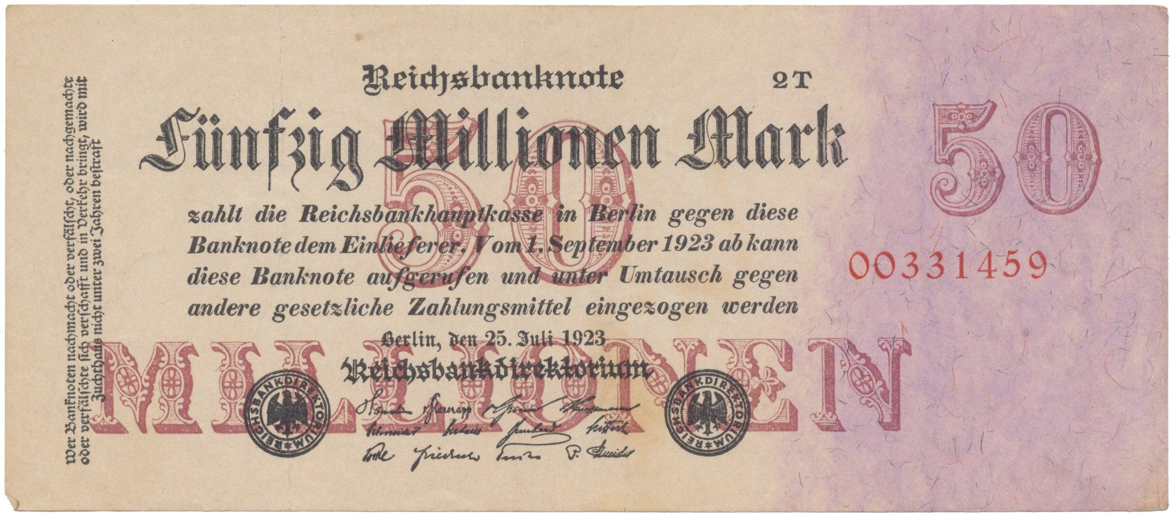 Německo, 50 Millionen Mark 1923, Ro.97c