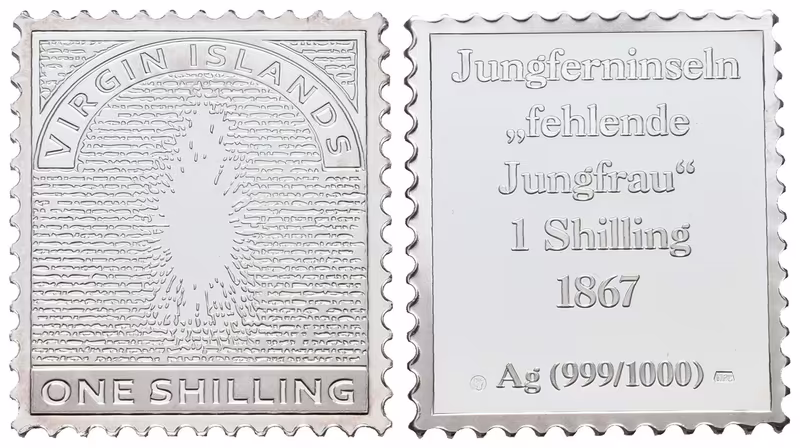 Stříbrná známka - Virgin Islands - 1 Shiling - 1867 - Ag 8g - 999/1000