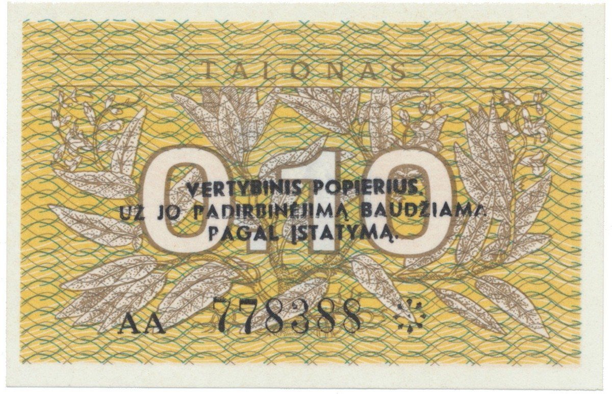 Litva, 0.10 Talonas 1991, P.29b