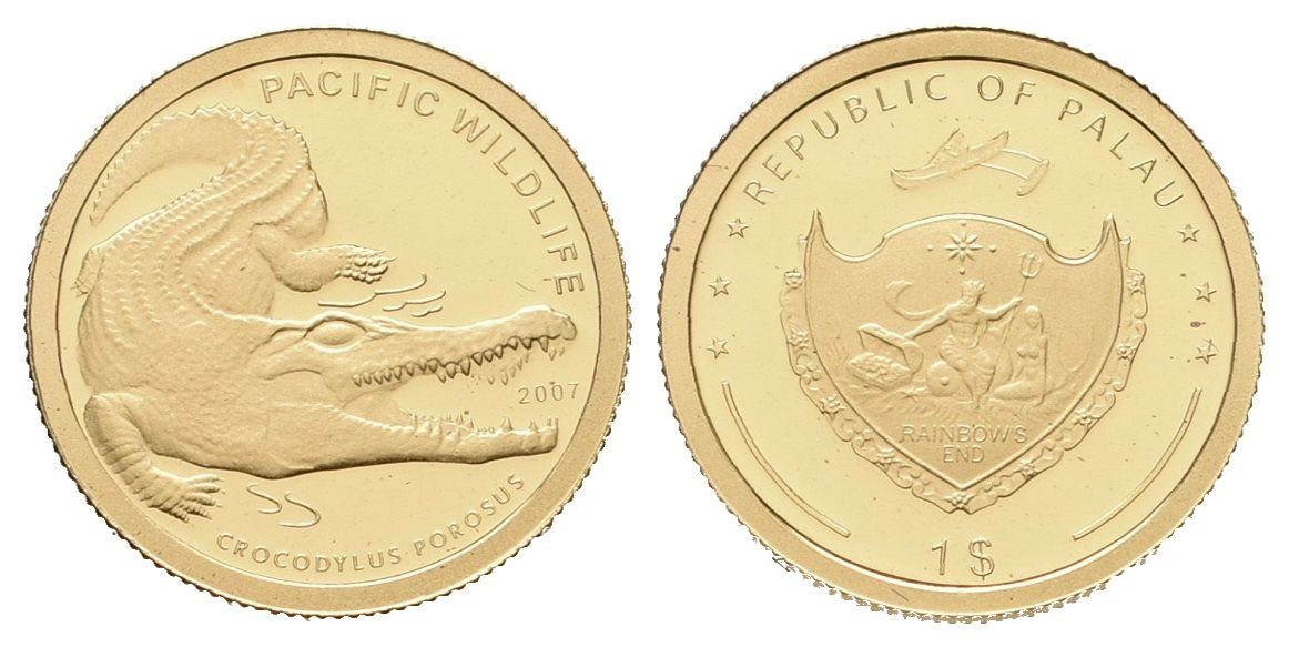 1 dolar - 2007 - Au 1,24 g - 999.9/1000 - Krokodýl mořský