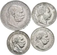 Soubor mincí - 5 Koruna 1900 KB, Zlatník 1879 bz, 2 Koruna — 2