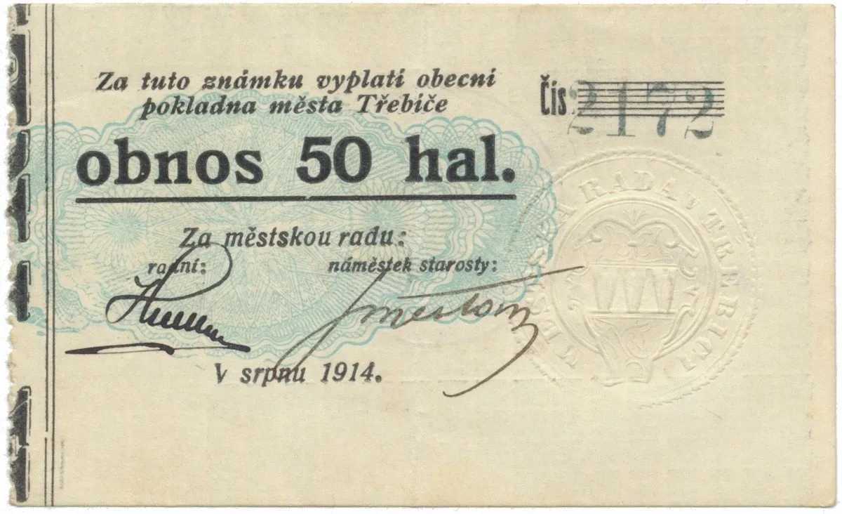 Třebíč - město, 50 hal srpen 1914, HH.223.5.3d
