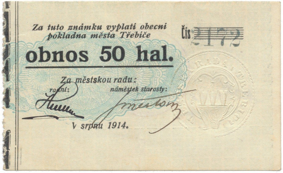 Třebíč - město, 50 hal srpen 1914, HH.223.5.3d