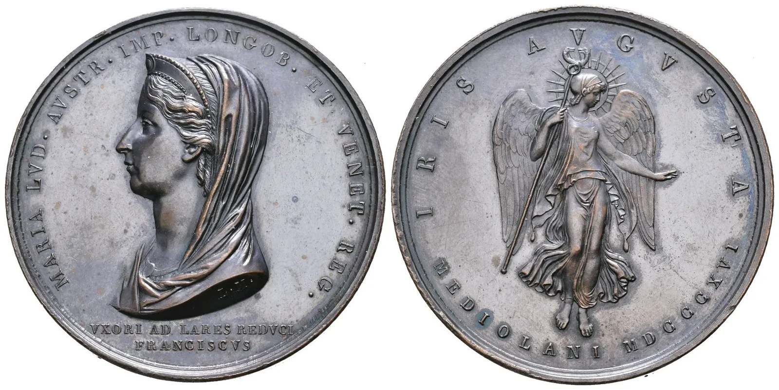 AE Medaile 1816 (L. Manfredini) - K úmrtí manželky Marie Ludoviky. Zahalené poprsí — 1