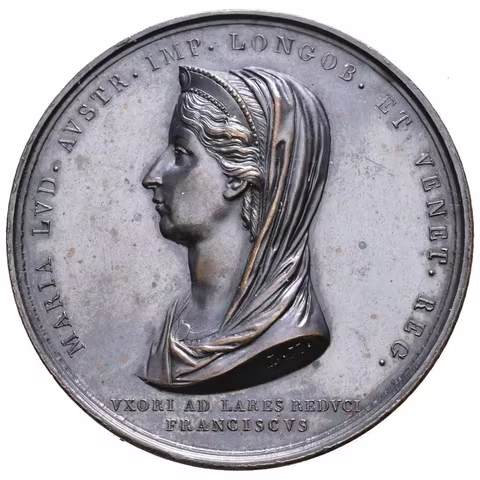 AE Medaile 1816 (L. Manfredini) - K úmrtí manželky Marie Ludoviky. Zahalené poprsí