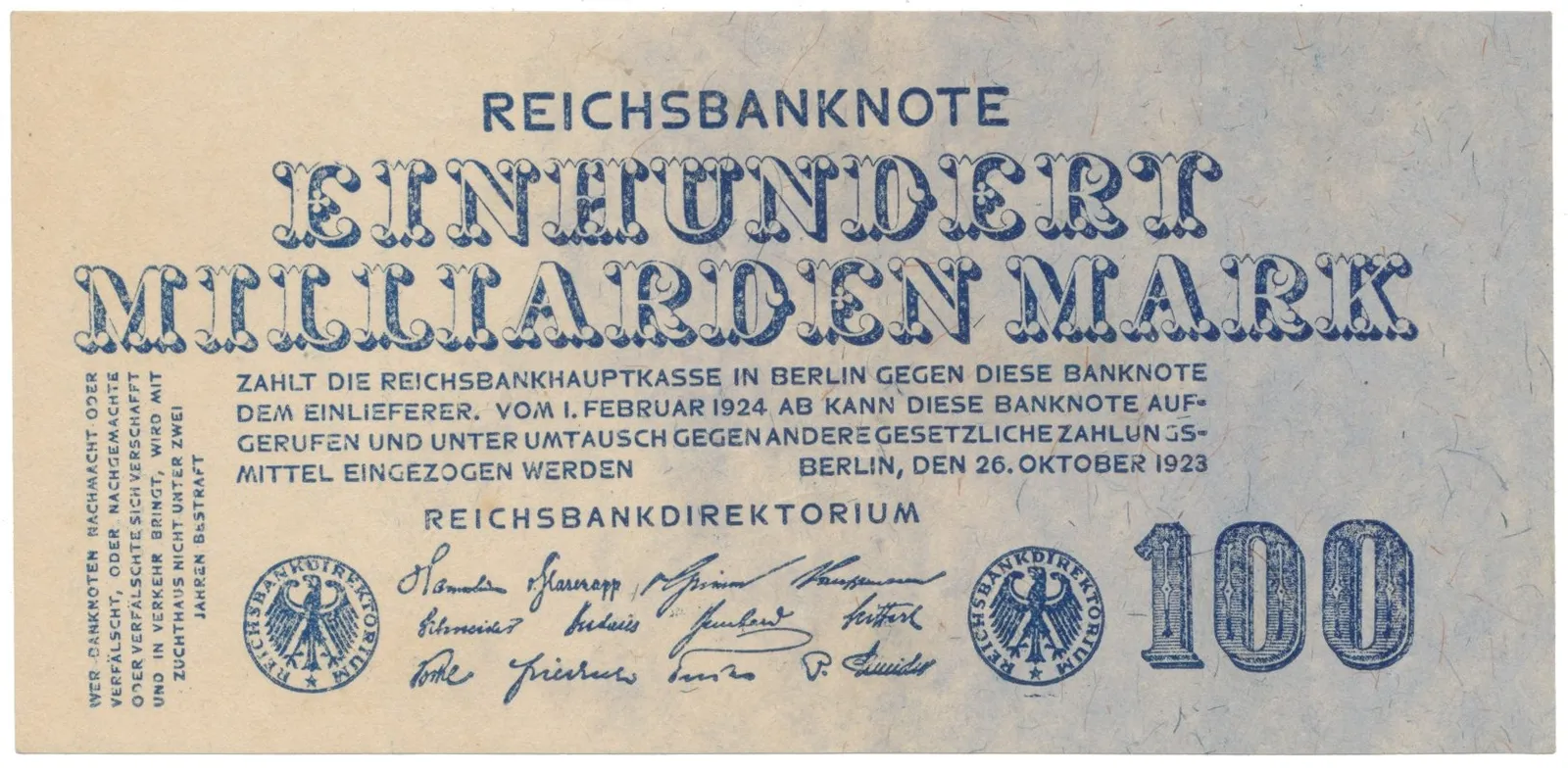Německo, 100 Milliarden Mark 1923, Ro.123