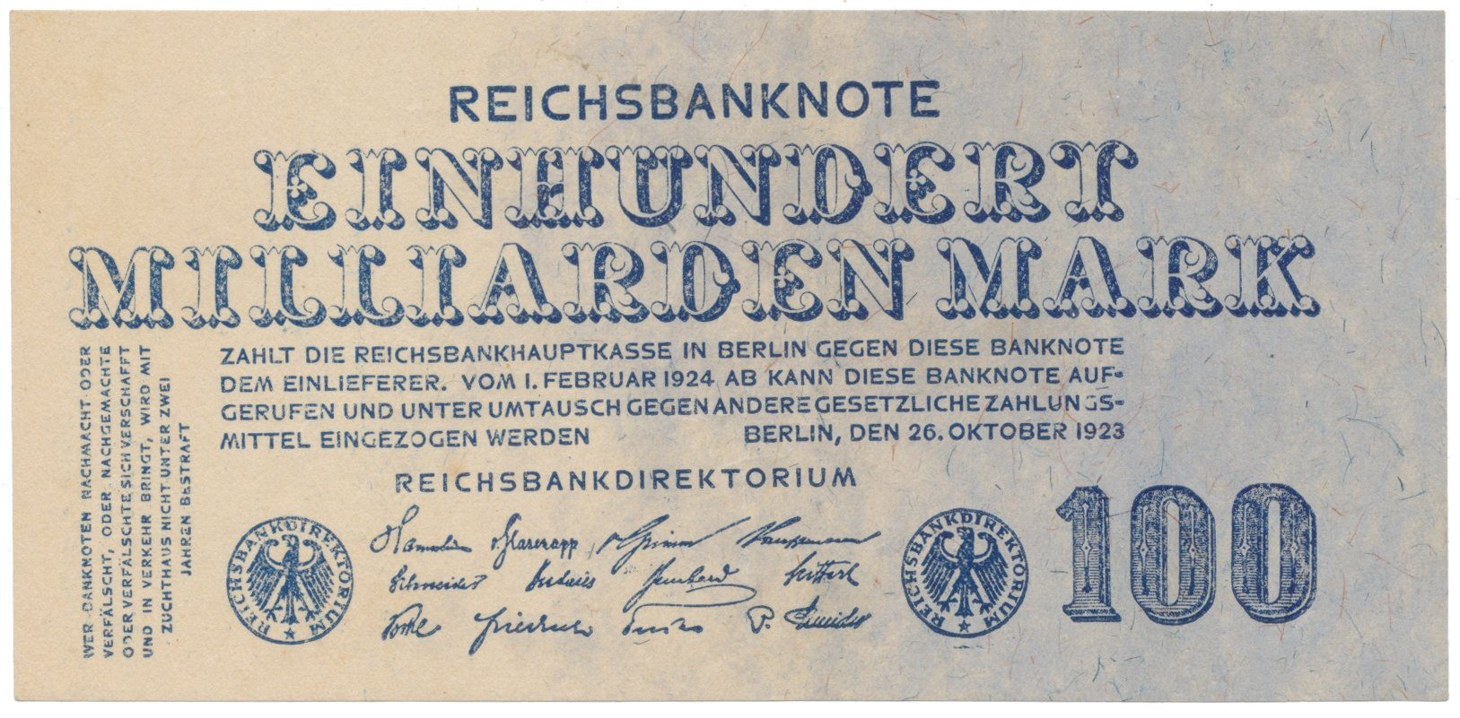 Německo, 100 Milliarden Mark 1923, Ro.123