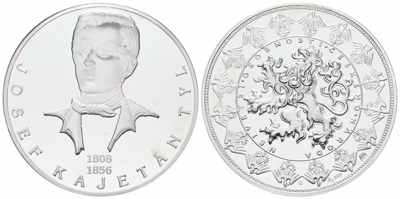 Stříbrná investiční medaile - Josek Kajetán Tyl - Ag 29 g - 999/1000 + Certifikát