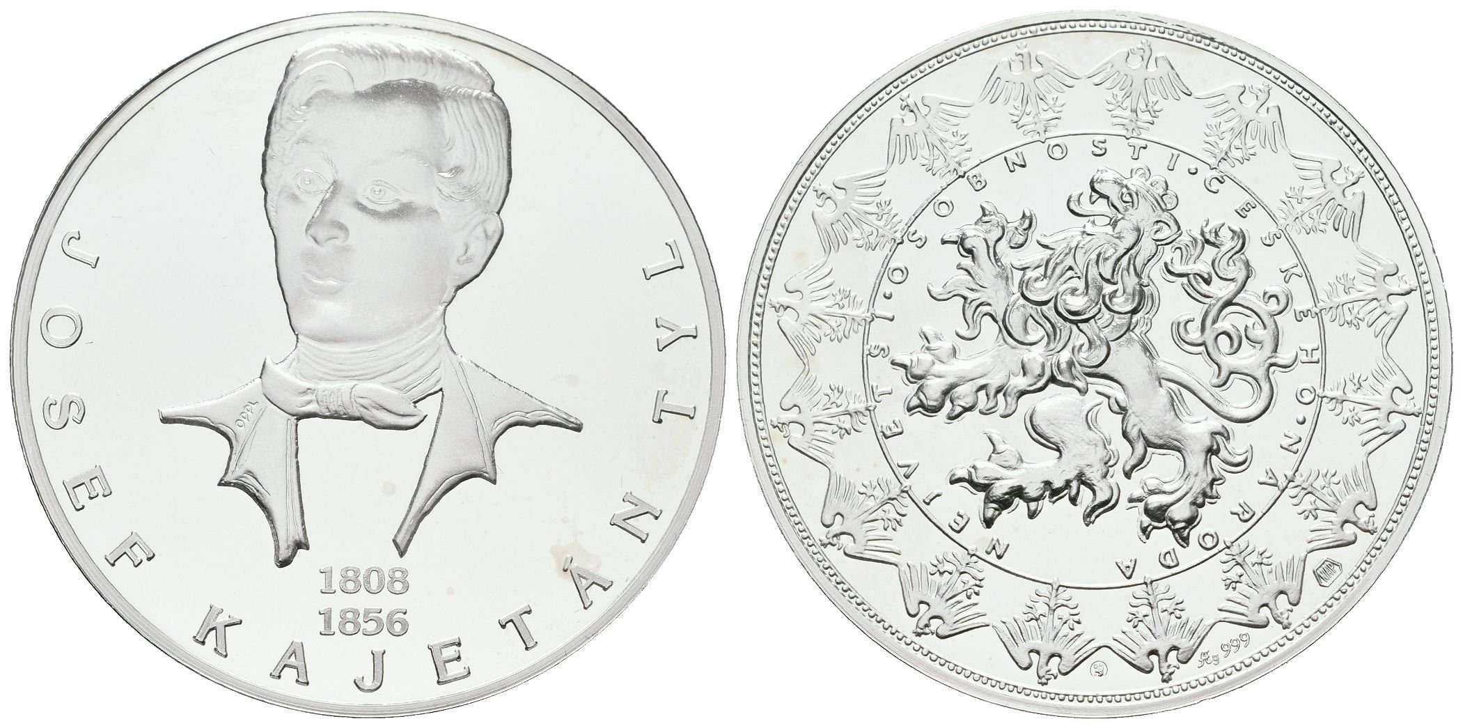 Stříbrná investiční medaile - Josek Kajetán Tyl - Ag 29 g - 999/1000 + Certifikát