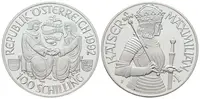 Rakousko, 100 Schilling 1992 - Císař Maximilian I.