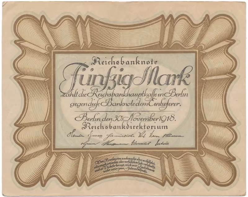 Německo, 50 Mark 1918, "EIERSCHEIN", Ro.57b
