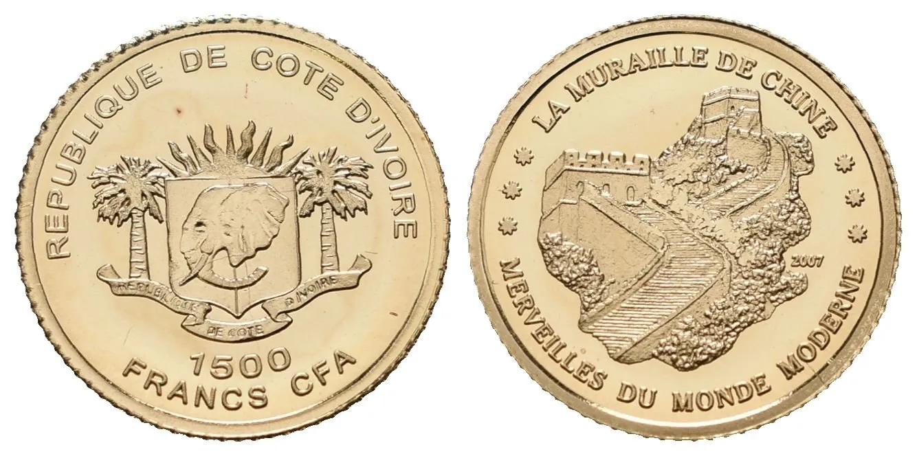 Pobřeží slonoviny, 1500 Francs 2007 - Čínská zeď
