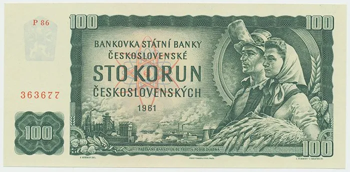 Československo, 100 Koruna 1961, série P, Hej.101dP