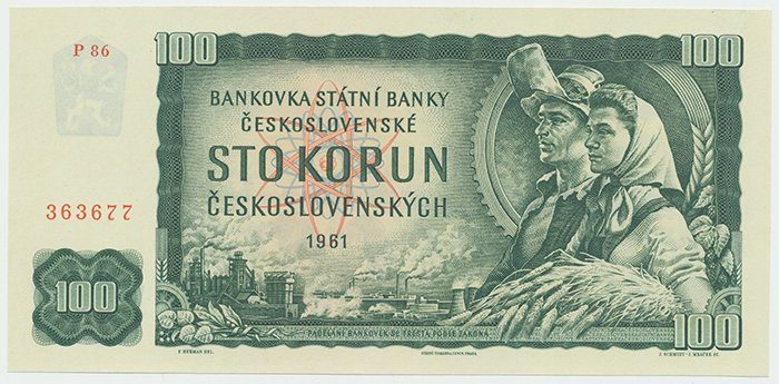 Československo, 100 Koruna 1961, série P, Hej.101dP