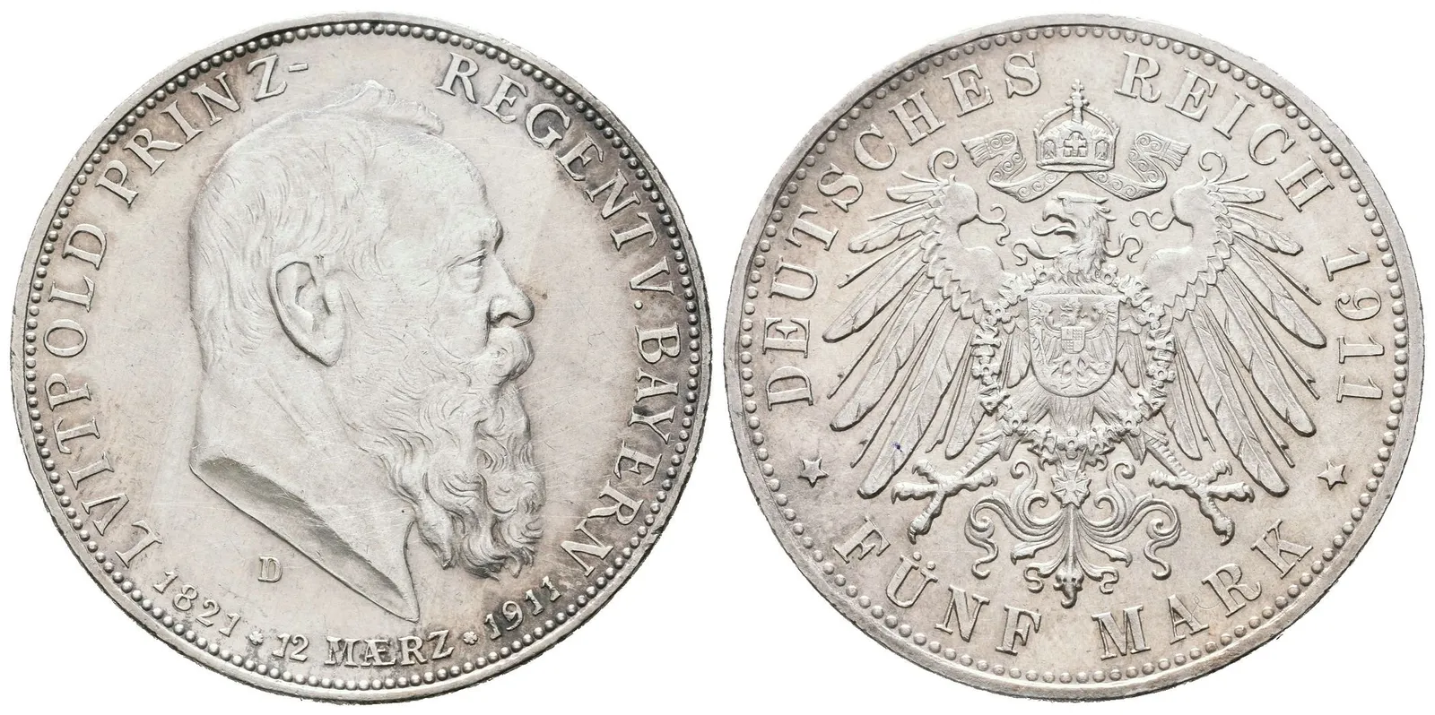 Bavorsko, 5 Marka 1911 - Pamětní