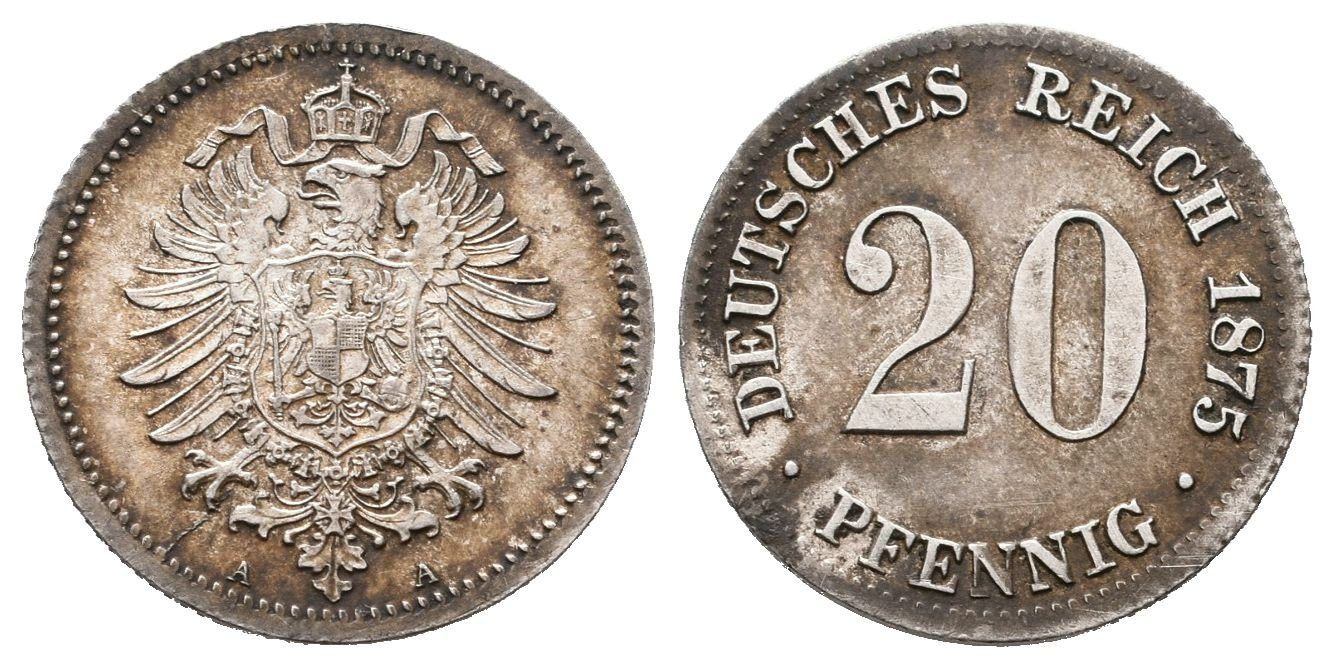 20 Pfennig 1875 A, luxusní zachovalost