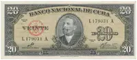 Kuba, 20 Pesos 1960, podpis „Che", P.80c