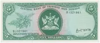 Trinidad a Tobago, 5 Dollars (1977), vzácná varianta, P.31b