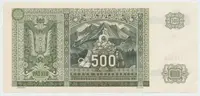 500 Koruna 1941/1945, kolkovaná, SPECIMEN, Hej.64a.S1 - fotografie 2