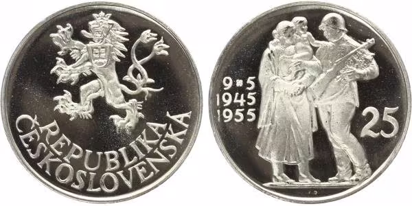 25 Kčs 1955 - 10. výročí osvobození Československa, PROOF
