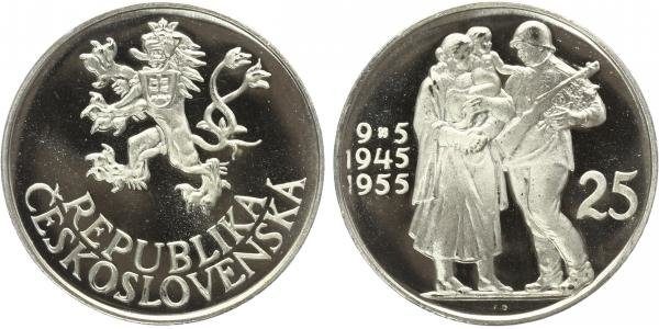 25 Kčs 1955 - 10. výročí osvobození Československa, PROOF