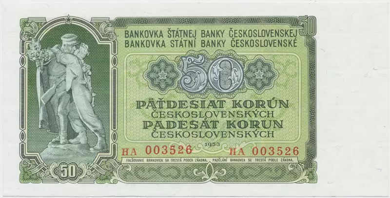 Československo, 50 Koruna 1953, tisk Praha, série HA, Hej.94b