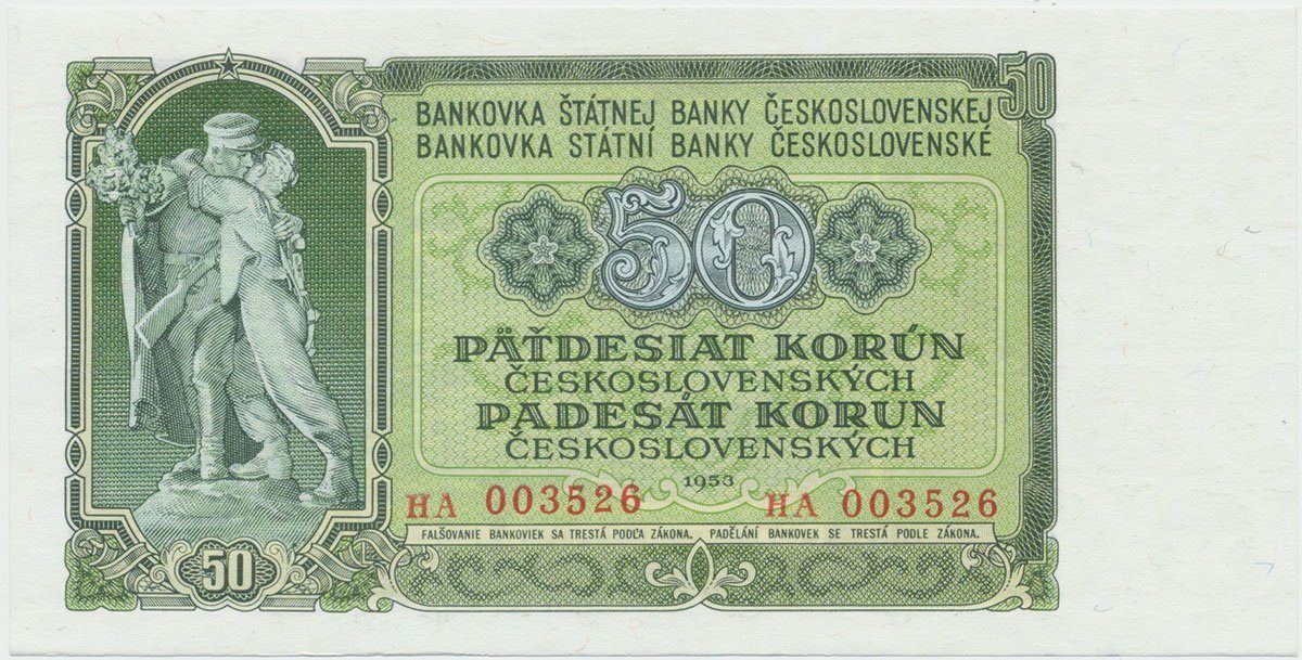 Československo, 50 Koruna 1953, tisk Praha, série HA, Hej.94b
