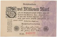 Německo, 2 Millionen Mark 1923, Ro.102b