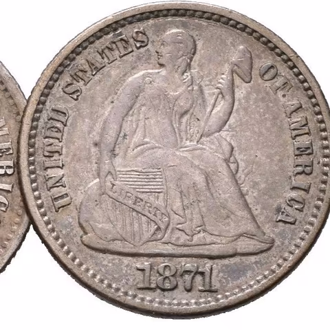 Half Dime 1871, 1872 S, KM.91, pěkné zachovalosti_2 ks