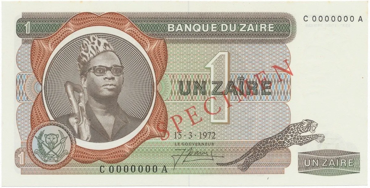Zaire, 1 Zaire 1972, anulát - SPECIMEN, P.18s