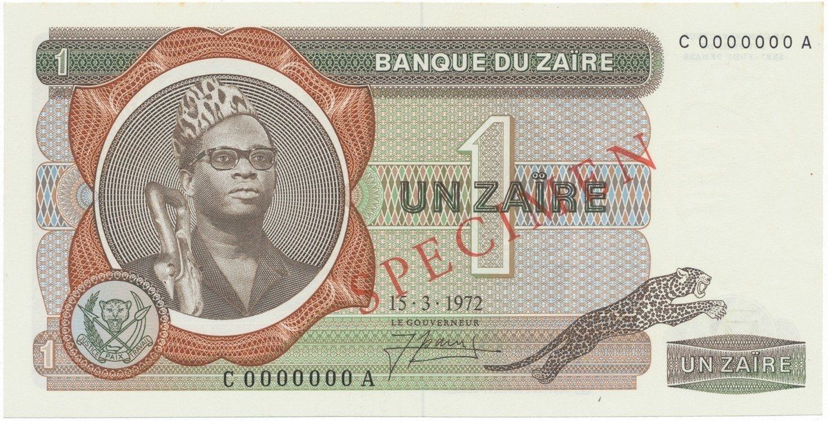 Zaire, 1 Zaire 1972, anulát - SPECIMEN, P.18s
